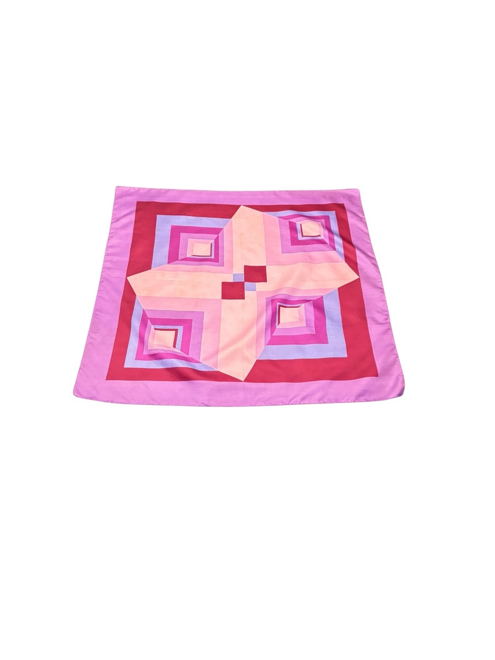 Vibrant Vintage Geometric Pink & Purple Square Silk Scarf